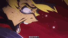 a close up of a man 's face with the words master written below him