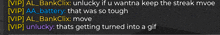 a screenshot of a conversation between vip al bankclix and aa battery