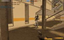 a screenshot of a video game shows a soldier standing in a hallway