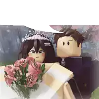 a girl wearing a tiara holds a bouquet of pink roses next to a boy