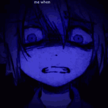 a close up of a person 's face with the words me when written below it