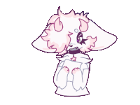 a drawing of a cat with pink hair and a star on its chest