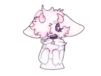 a drawing of a cat with pink hair and a star on its chest