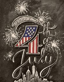 a chalkboard that says happy 4th of july on it