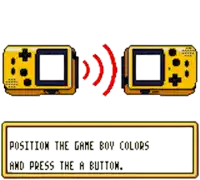 a video game says to position the game boy colors and press the button