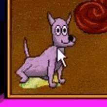 a cartoon dog with a mouse pointer on its neck is sitting in front of a red rose .