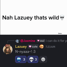 nah lazuey thats wild is written in black on a white background
