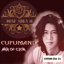 a man with long hair is featured on a poster for crom ra 11
