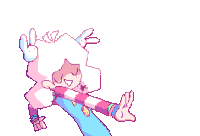 a pixel art drawing of a girl with a candy cane scarf .