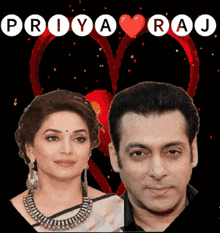 a picture of a man and a woman with the words priya raj on the top