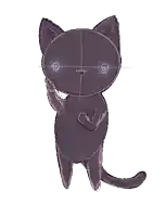 a drawing of a cat with blue eyes
