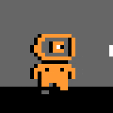 a pixel art drawing of a robot with the letters g and h on it