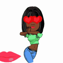 a cartoon of a woman with hearts on her eyes