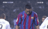 a soccer game is being played in laliga