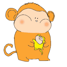 monkey baby hug cuddle smile