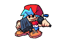 a cartoon character with a gun and a microphone