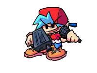 a cartoon character with a gun and a microphone