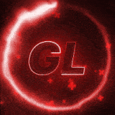 a red glowing circle with the letter gl inside of it