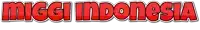 a red and white logo for miggi indonesia on a white background
