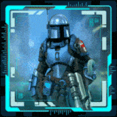 a picture of a man in a blue armor with the letter c on his chest