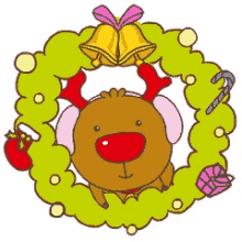 Wreath Reindeer GIF - Wreath Reindeer Cartoon GIFs