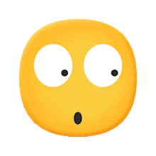 a yellow smiley face with big eyes and a surprised look on his face