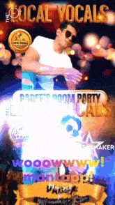 an advertisement for the local vocals shows a man in sunglasses