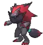 a pixel art of a pokemon with a red head and a black tail .
