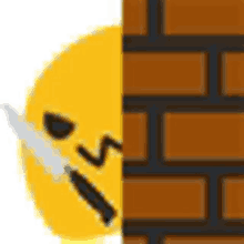 picakcii brick wall hiding emoji knife