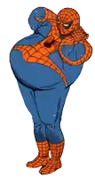 a cartoon drawing of a spider man with a spider on his back