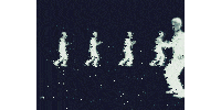 a drawing of a man walking in a row