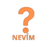 an orange question mark with the word nevim below it on a white background