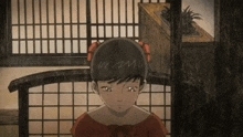 a drawing of a girl with a bow in her hair