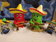 mexican mariachis chilli peppers minions toys guitar