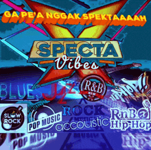 a poster for specta vibes shows a variety of music genres