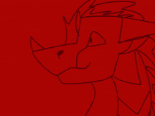 a red background with a drawing of a dragon