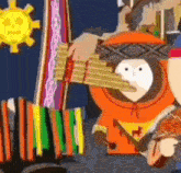 a cartoon character from south park playing a musical instrument .