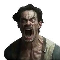 a man with a beard is making a very angry face