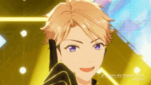 a close up of a anime character with the words knights the phantom thief