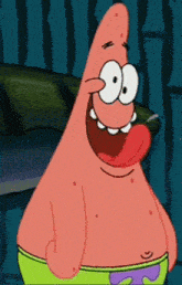 patrick star from spongebob squarepants sticking his tongue out
