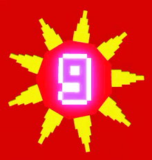the number 9 is surrounded by yellow lightning bolts