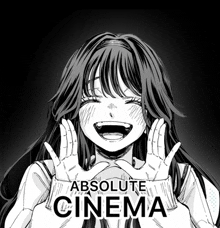 a drawing of a girl with the words absolute cinema behind her