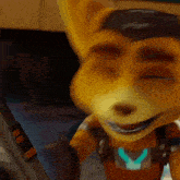 a close up of a cartoon character smiling