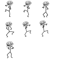 a bunch of troll faces are dancing in different poses .
