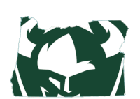 a logo for the portland state vikings with a blue deer