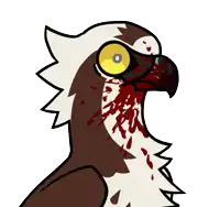 a drawing of a bird with blood coming out of its beak