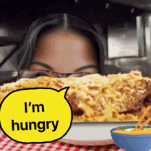 a yellow speech bubble that says i 'm hungry