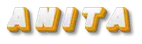 the word anita is written in white and orange