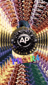 an ap logo is surrounded by a colorful floral pattern