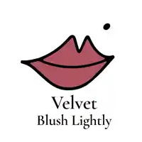 a logo for velvet blush lightly with a red lip